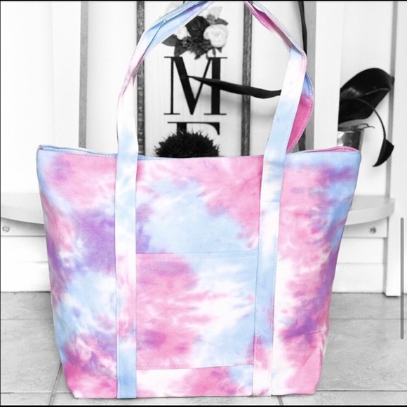 Cotton pastel tie dye canvas tote bag - Picture 3 of 8